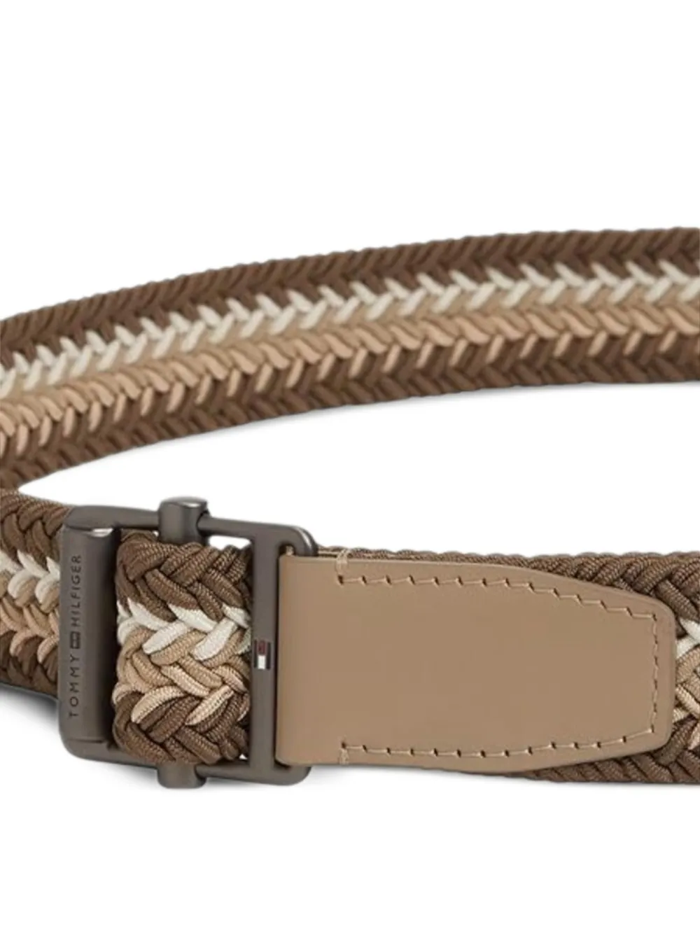 Tommy Hilfiger Gevlochten riem met horizontale streep Bruin