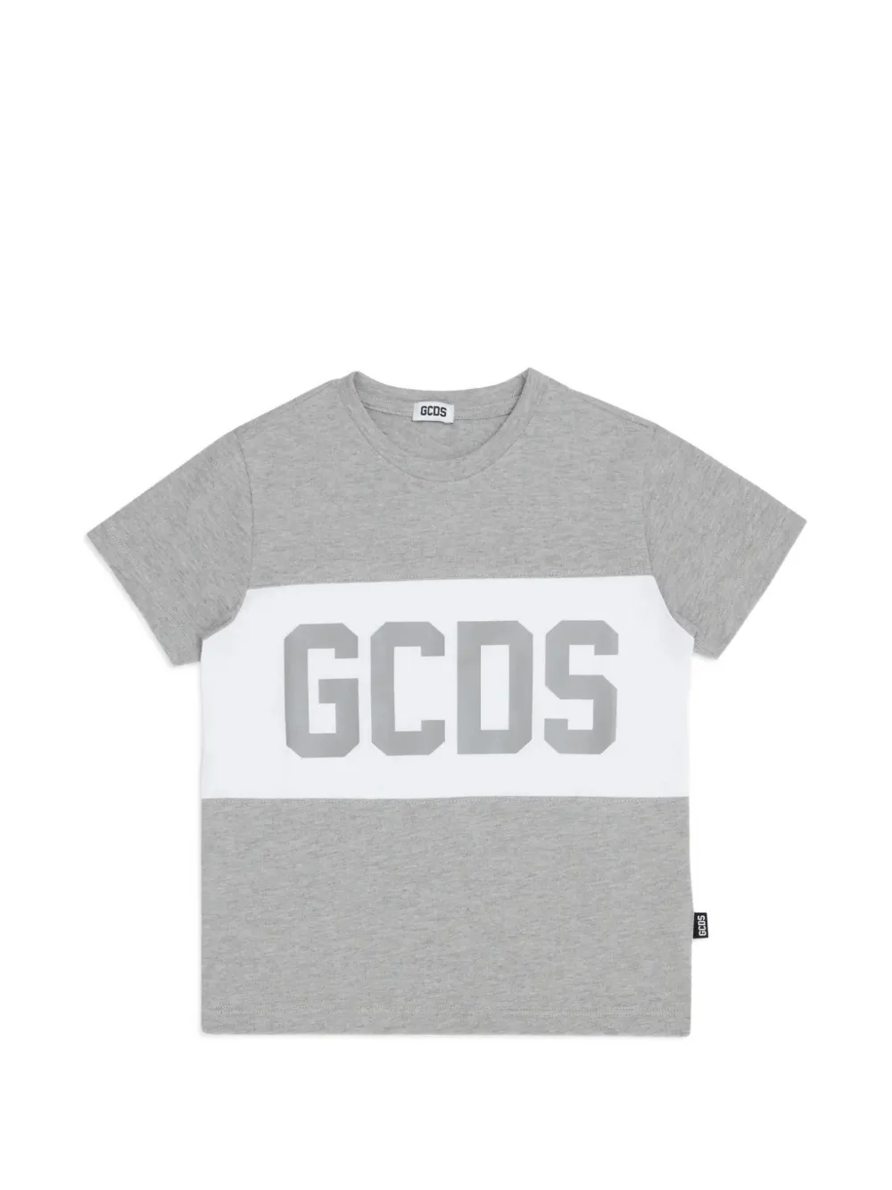 Gcds Kids logo-print panelled T-shirt - Grigio