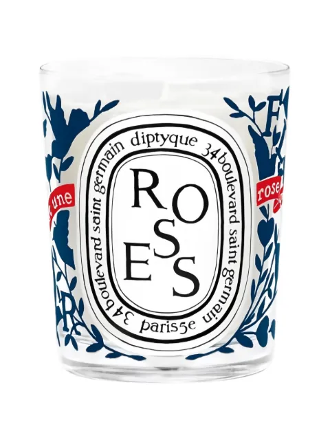 Diptyque floral-print glass candle