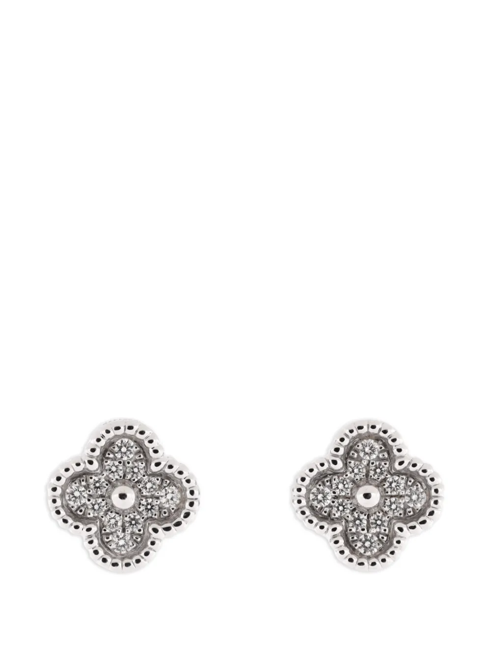 Van Cleef & Arpels Pre-Owned Orecchini Sweet Alhambra Stud in oro bianco 18 carati con diamanti - Argento