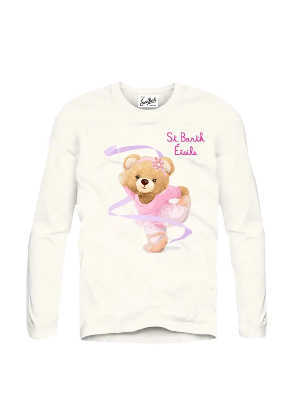MC2 Saint Barth Kids T-shirt met lange mouwen en grafische print Beige