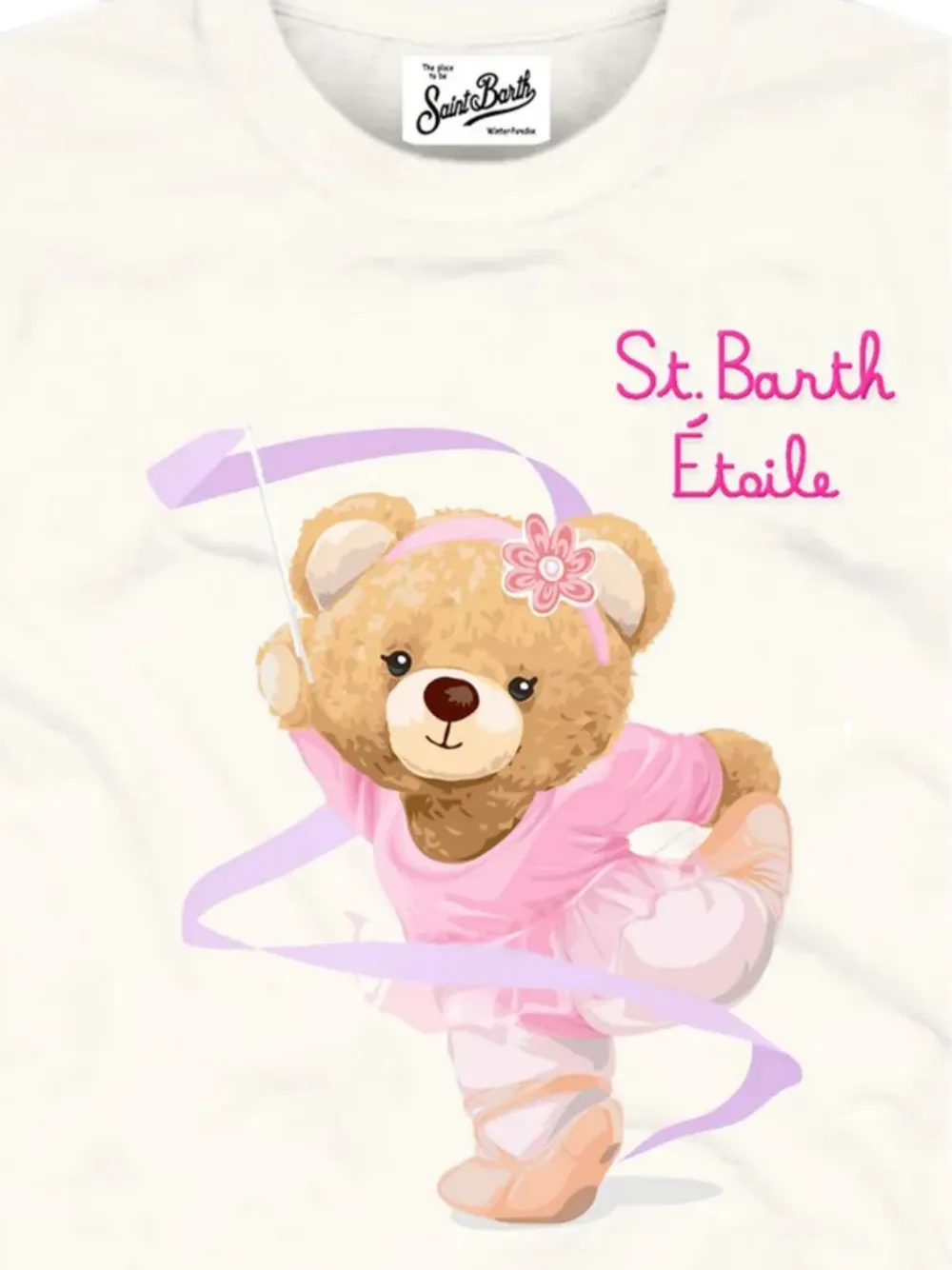 MC2 Saint Barth Kids T-shirt met lange mouwen en grafische print Beige