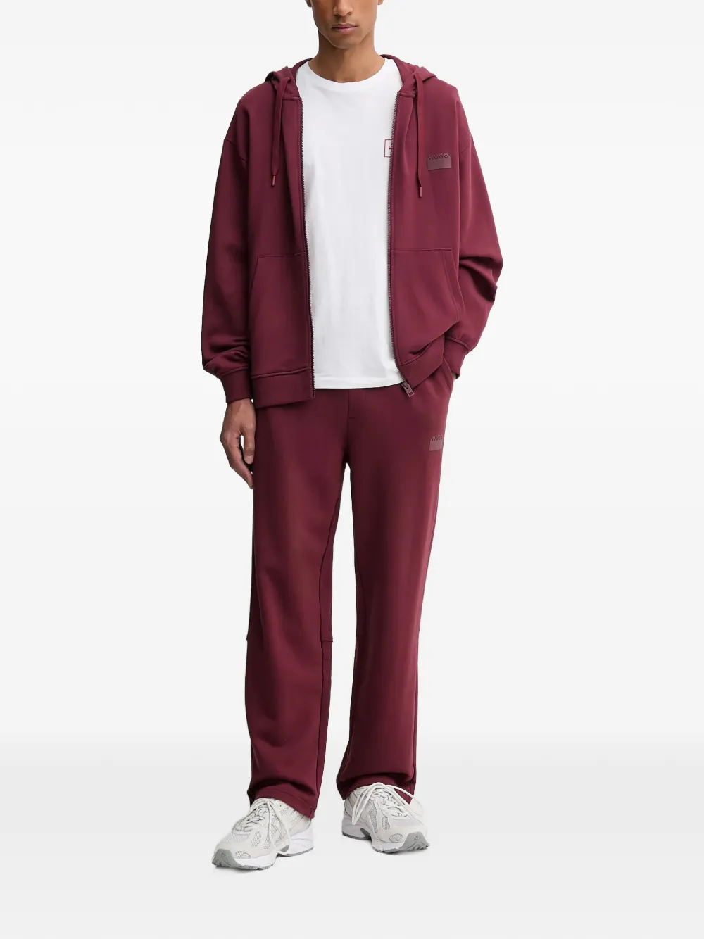 HUGO Hoodie met logopatch Rood
