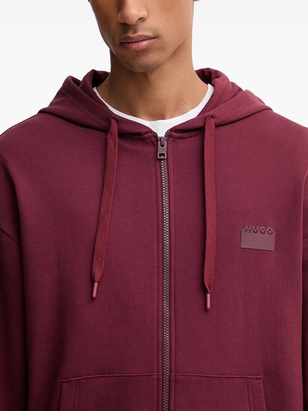 HUGO Hoodie met logopatch Rood