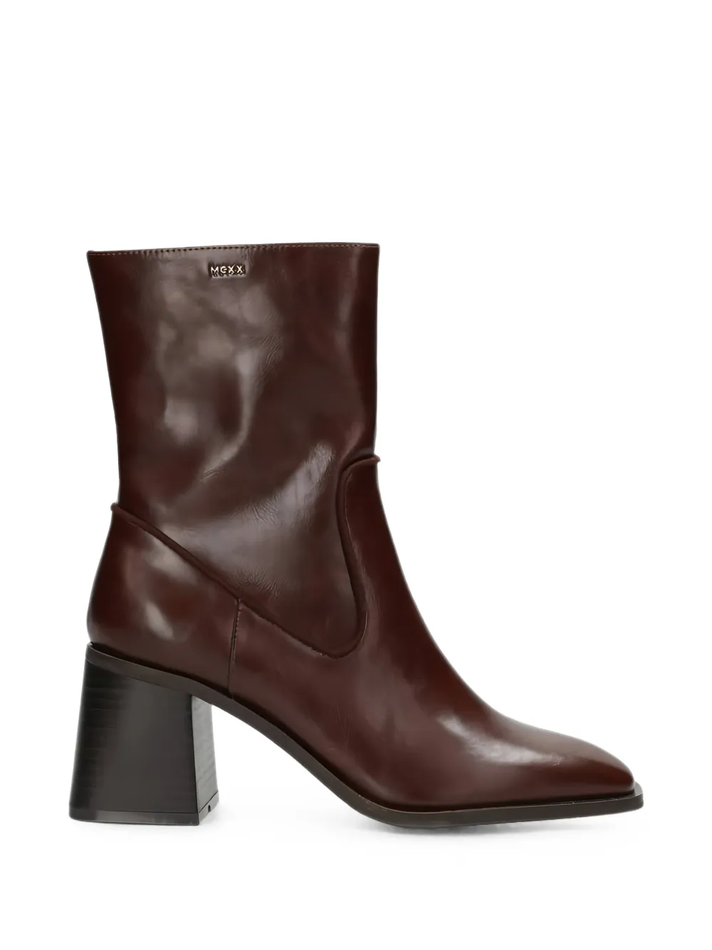 MEXX bottines à bout carré et fini poli - Marron MEXX bottines à bout carré et fini poli - Marron