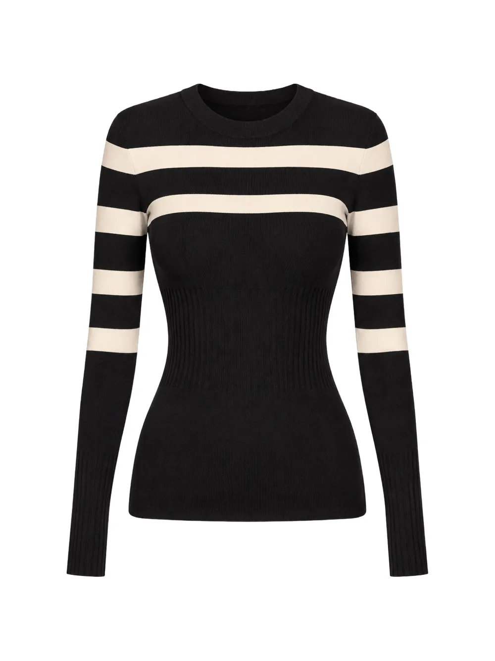 Patrizia Pepe striped long-sleeve top - Schwarz