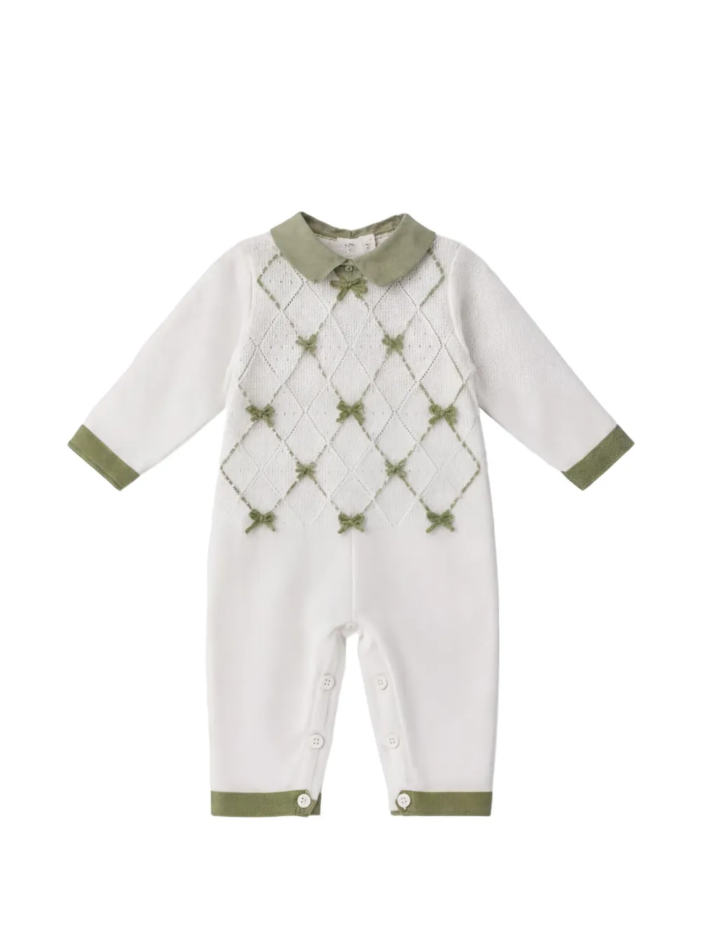Colorichiari Tutina a rombi con fiocco - Bianco