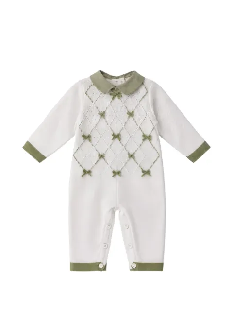 Colorichiari argyle-knit bow-detail romper