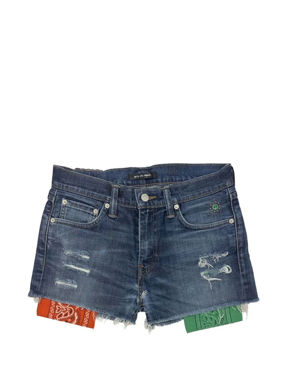 Htc Los Angeles distressed bandana-insert mini shorts · 28