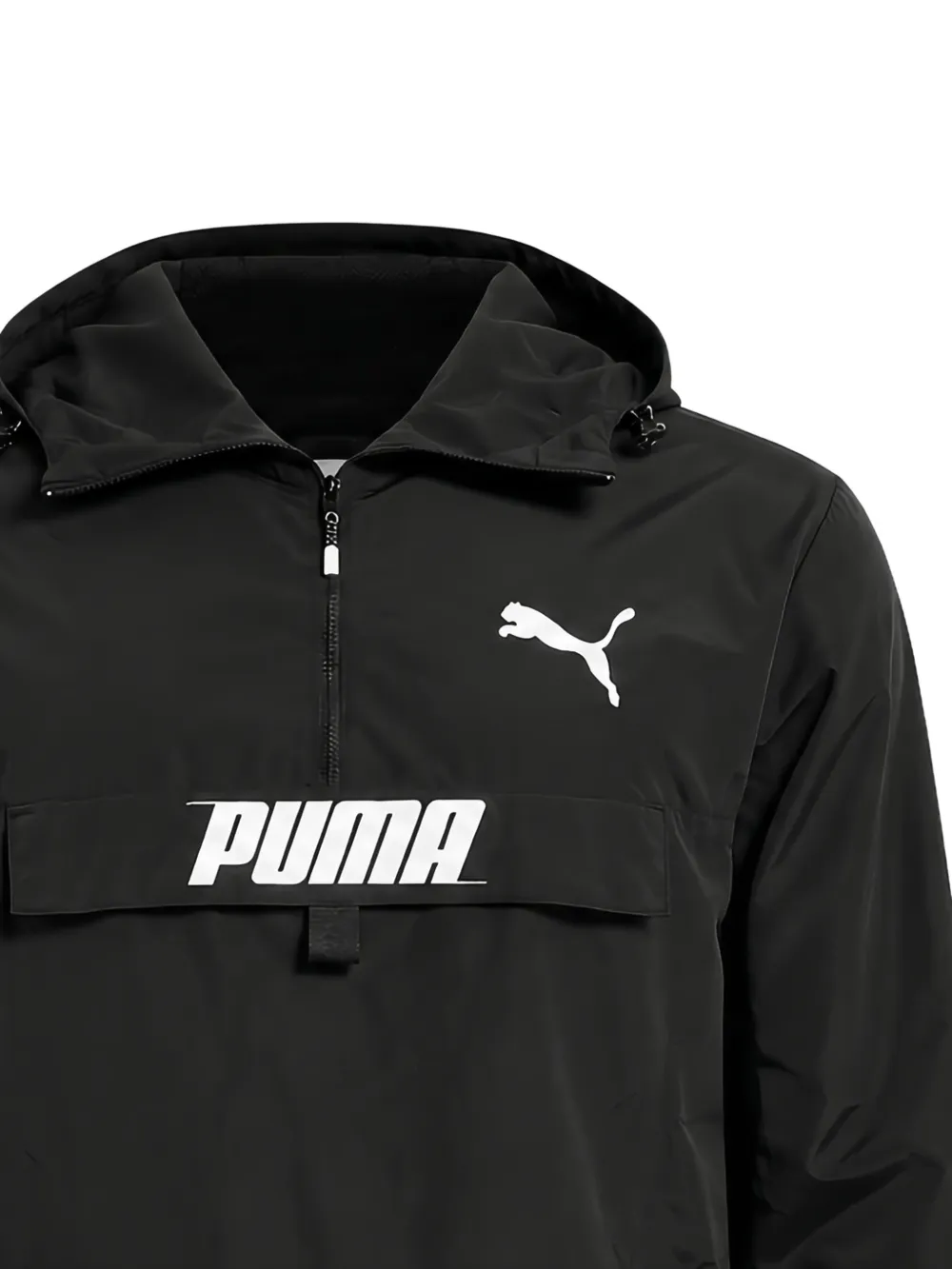 PUMA Jack met logoprint en halve rits Zwart
