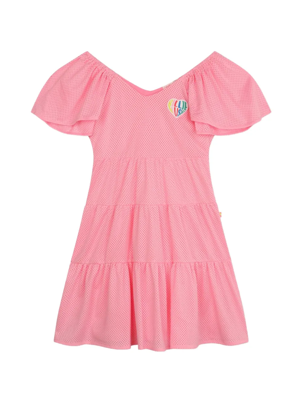 Billieblush robe à volants superposés en résille - Rose