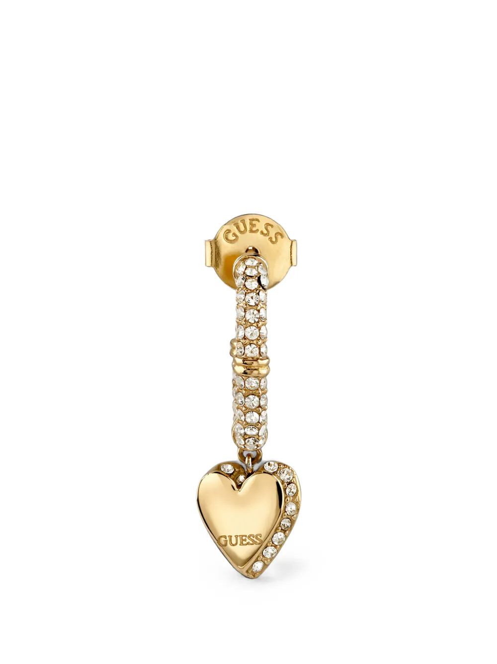 GUESS USA By Your Side pavé heart-pendant hoop earrings · OS