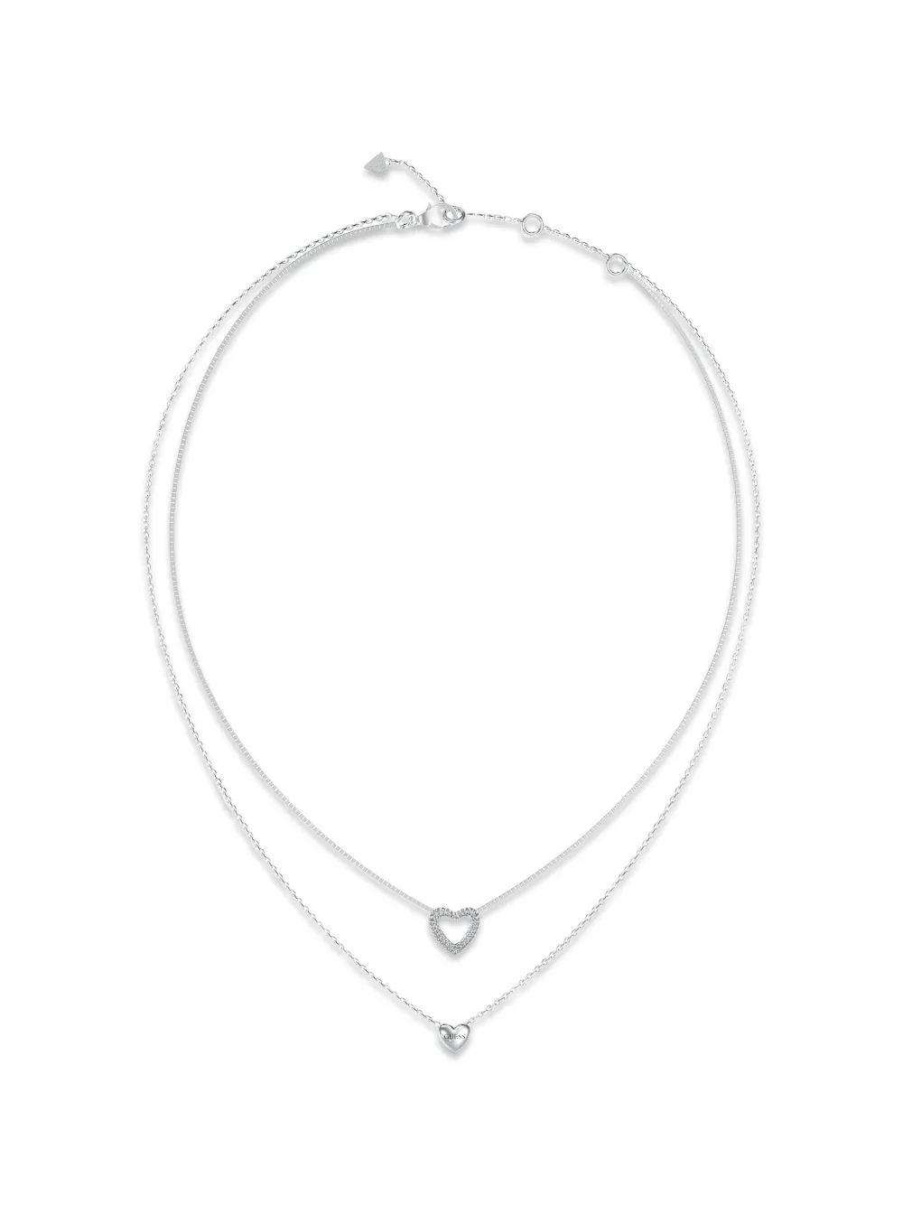 GUESS USA double-layered heart-pendant necklace · OS