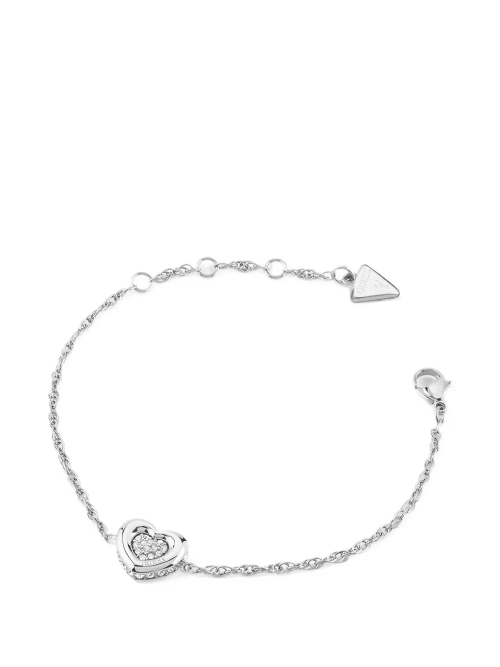 GUESS USA L.O.V.E. pavé-set heart-pendant bracelet