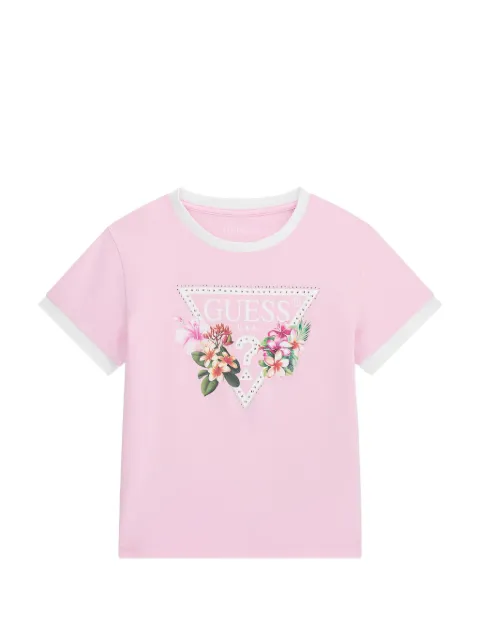 GUESS USA floral-print logo-print T-shirt
