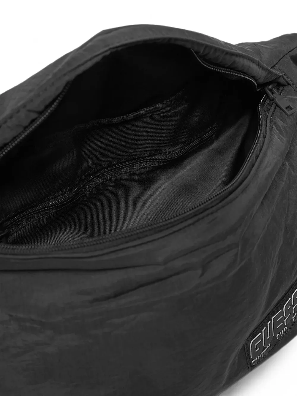 GUESS USA Heuptas met logo-patch en gekreukte afwerking Zwart