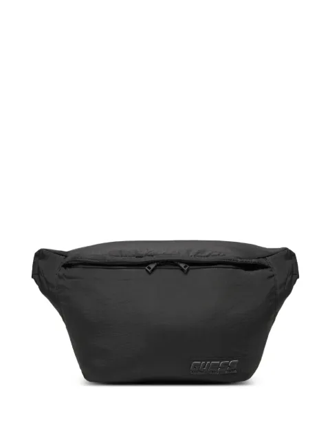 GUESS USA cangurera con efecto arrugado y parche del logo