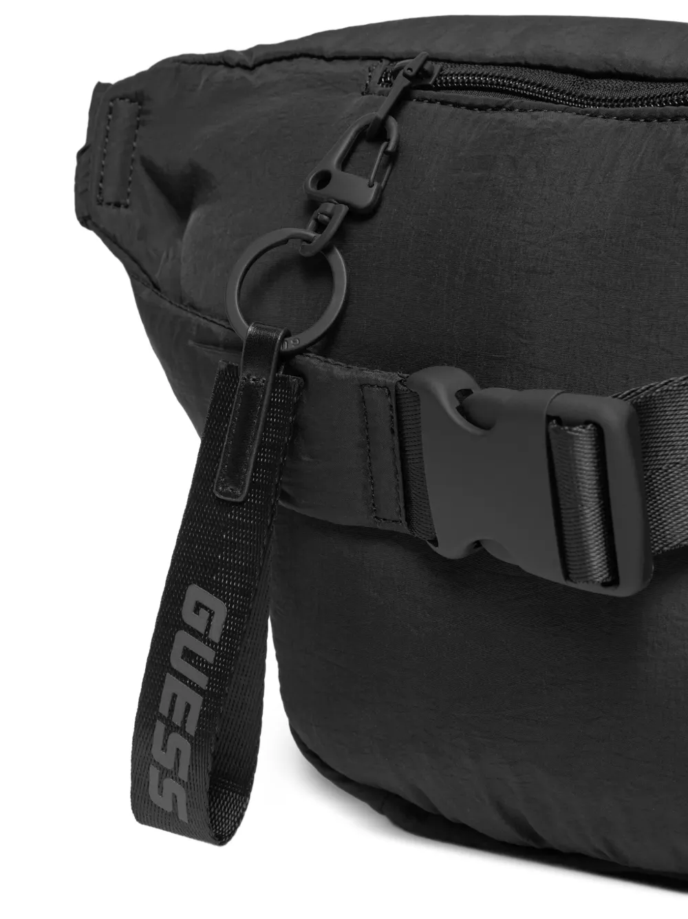 GUESS USA Heuptas met logo-patch en gekreukte afwerking Zwart