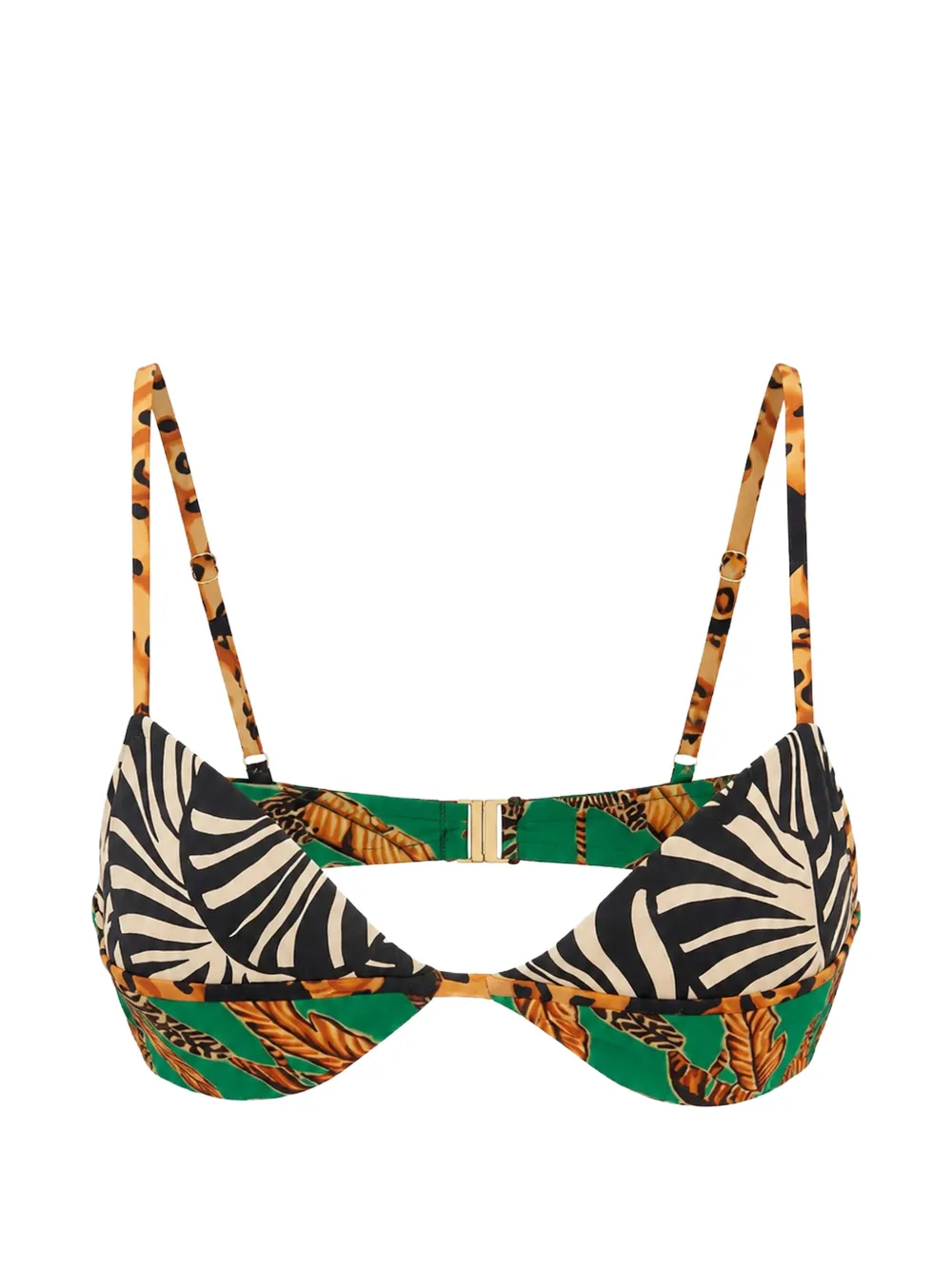 FARM Rio animal-print padded bikini top - Verde