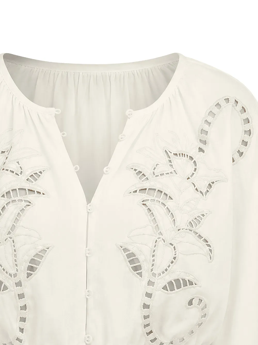 FARM Rio Richilieur blouse met lange mouwen Wit