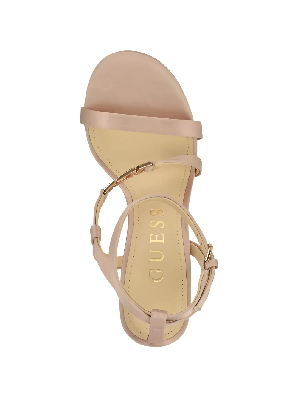 GUESS USA Lucier logo-plaque heeled sandals Beige