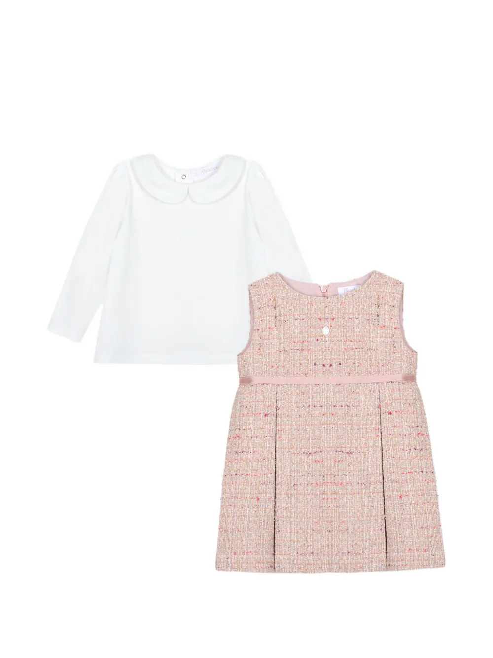 Patachou tweed Peter Pan-collar dress set - Nude
