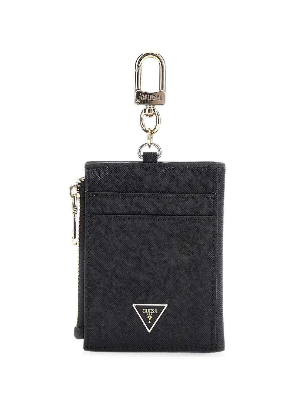 GUESS USA Saffiano logo-plaque zip-fastening card holder - Nero