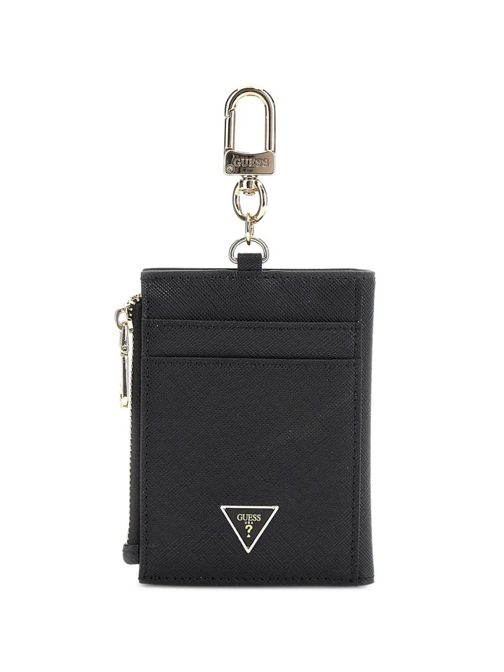 GUESS USA Saffiano logo-plaque zip-fastening card holder - Nero
