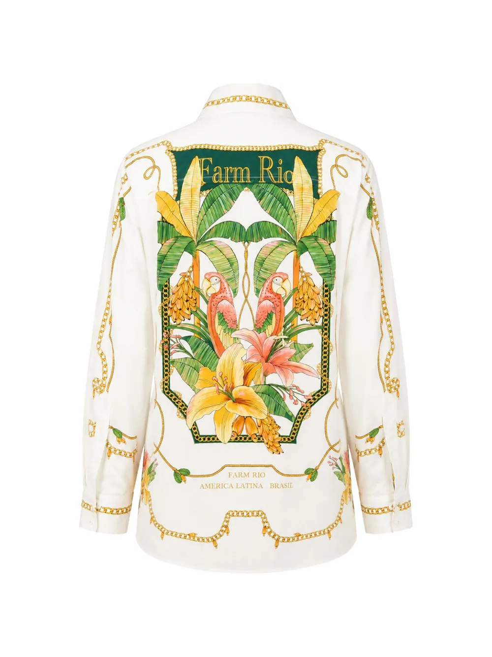 FARM Rio Blouse met Tropical Royalty-print en lange mouwen Wit