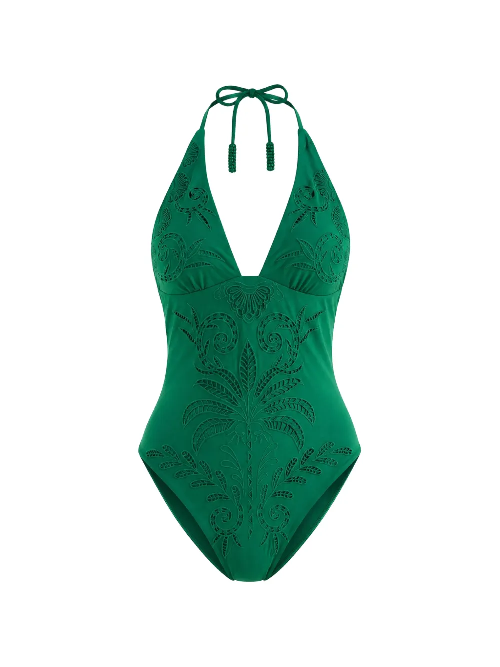 FARM Rio broderie-anglaise halterneck swimsuit - Verde