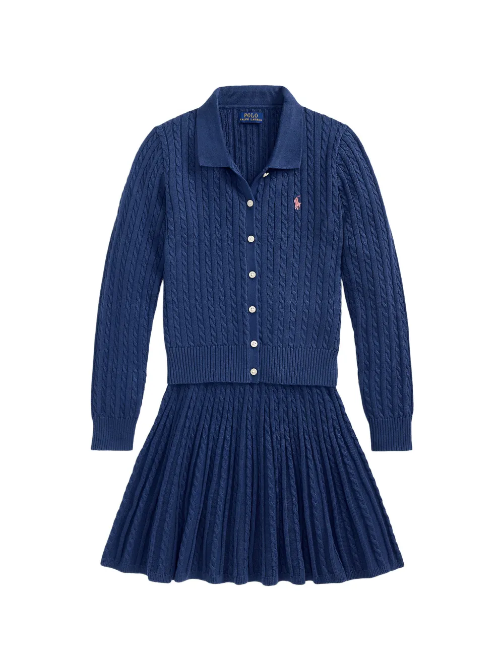 POLO RALPH LAUREN KIDS Mini-kabelgebreid vest en rok Blauw