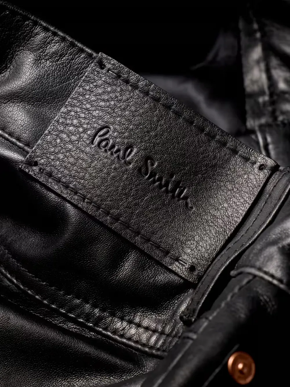 Paul Smith Black Barrel-leg Leather Trousers, view 3