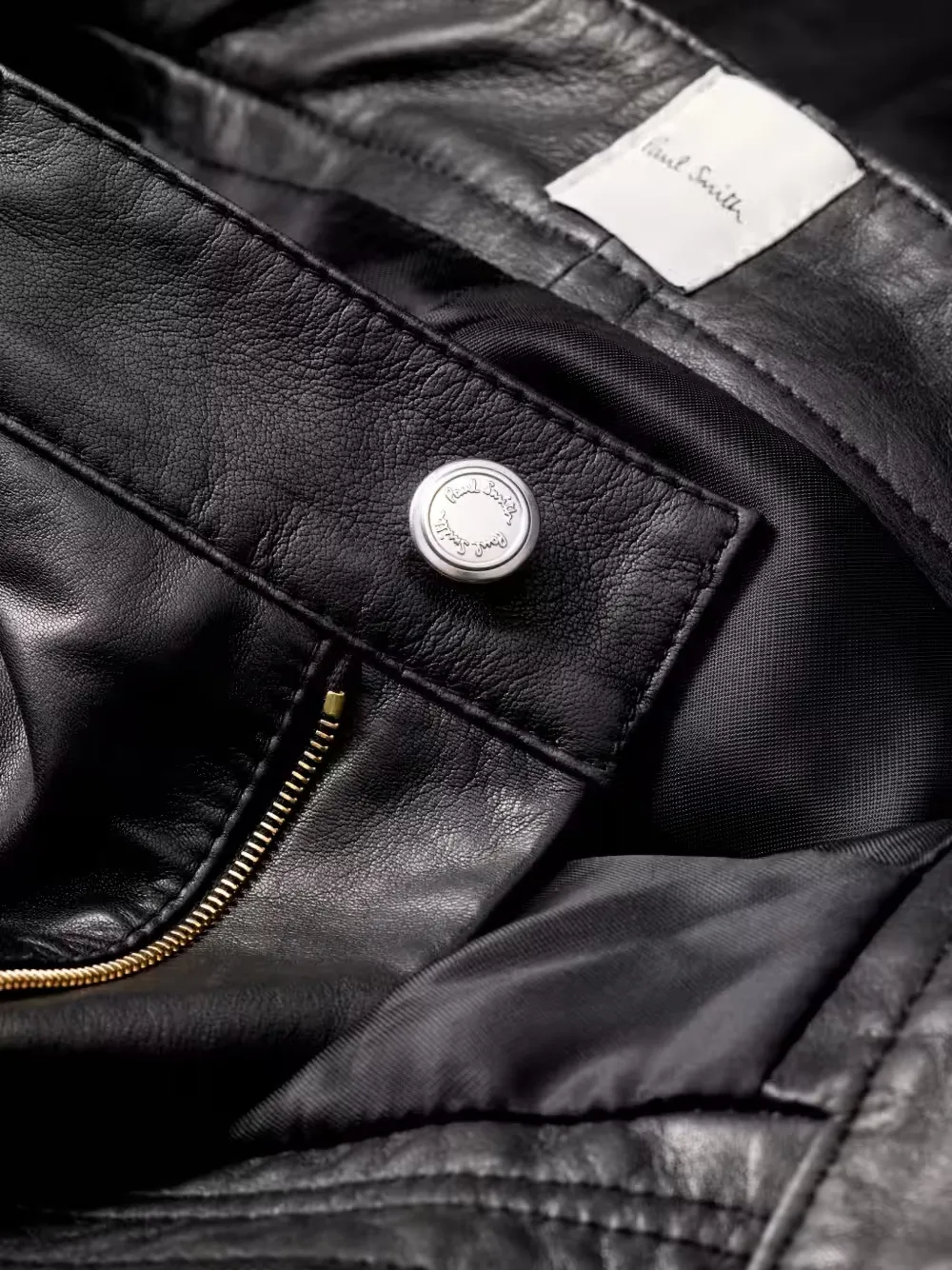 Paul Smith Black Barrel-leg Leather Trousers, view 5