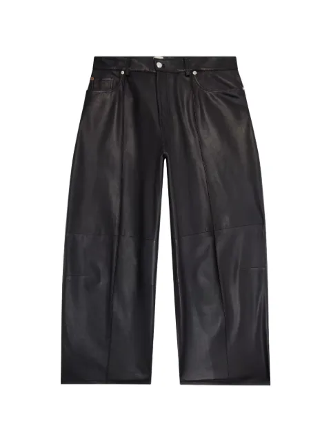 Paul Smith black barrel-leg leather trousers