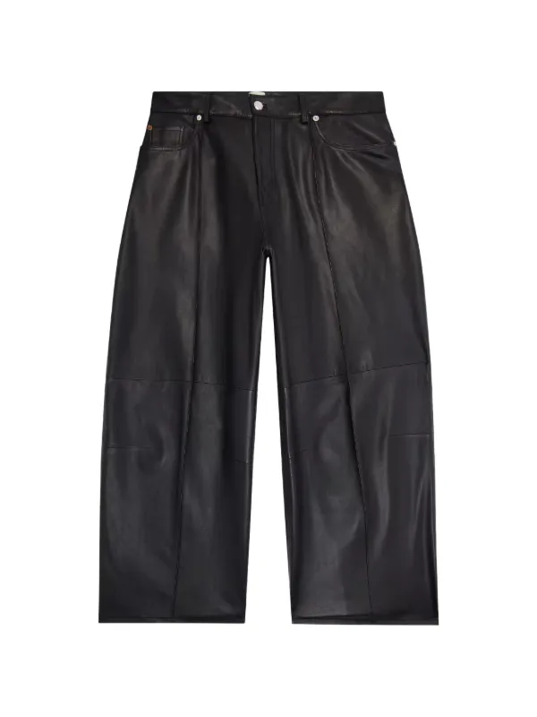 Paul Smith Black Barrel-leg Leather Trousers