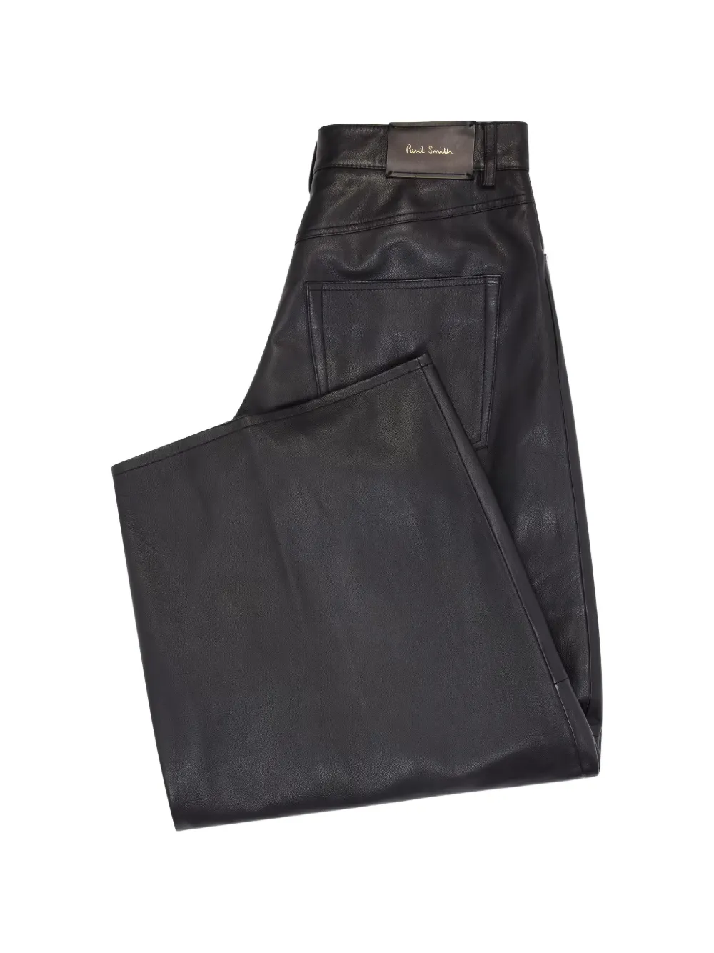 Paul Smith Black Barrel-leg Leather Trousers, view 2