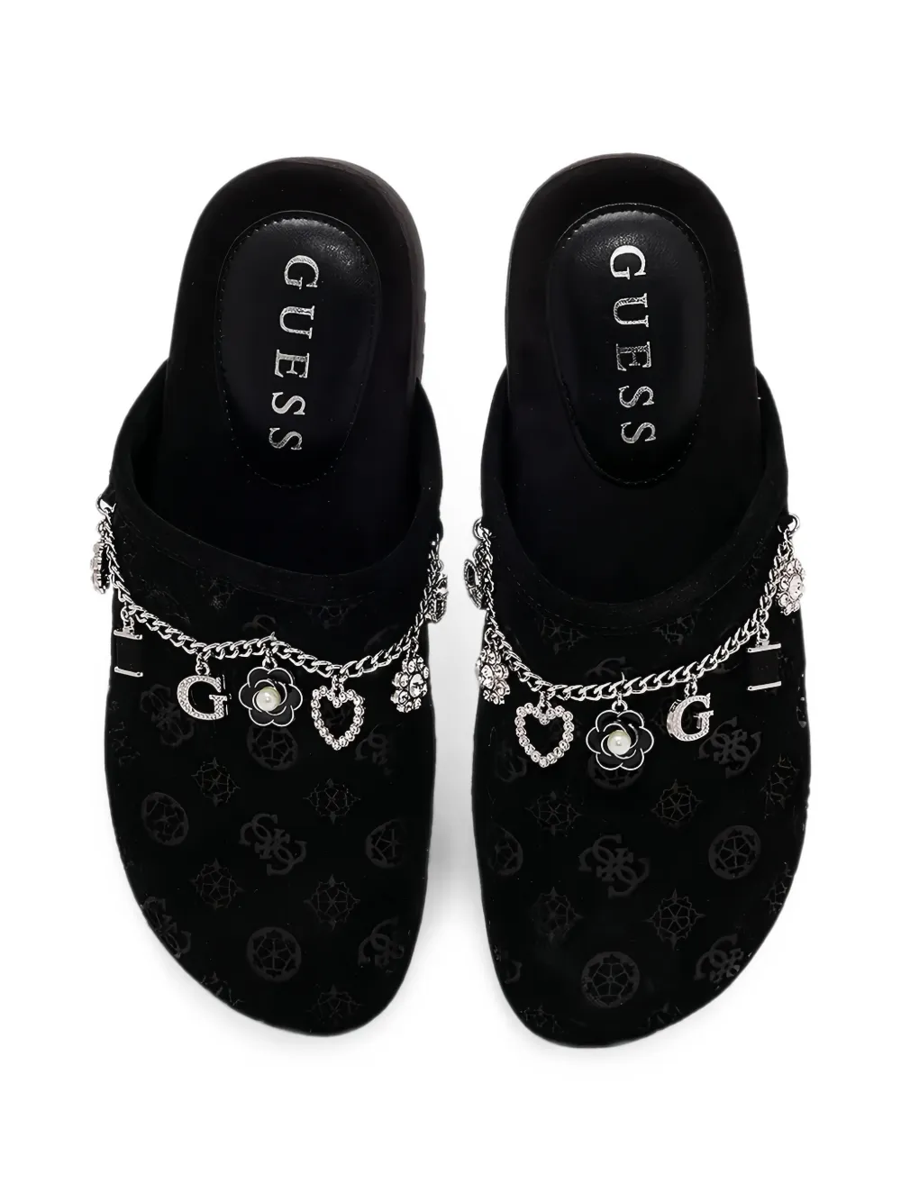 GUESS USA Gavyn charm-embellished mules Zwart
