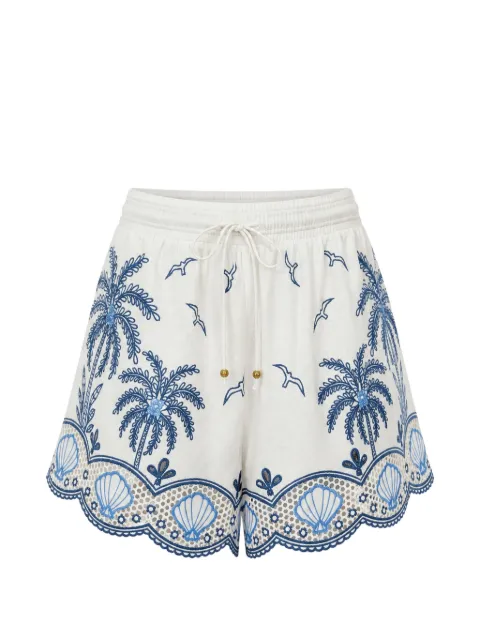 FARM Rio embroidered scalloped shorts
