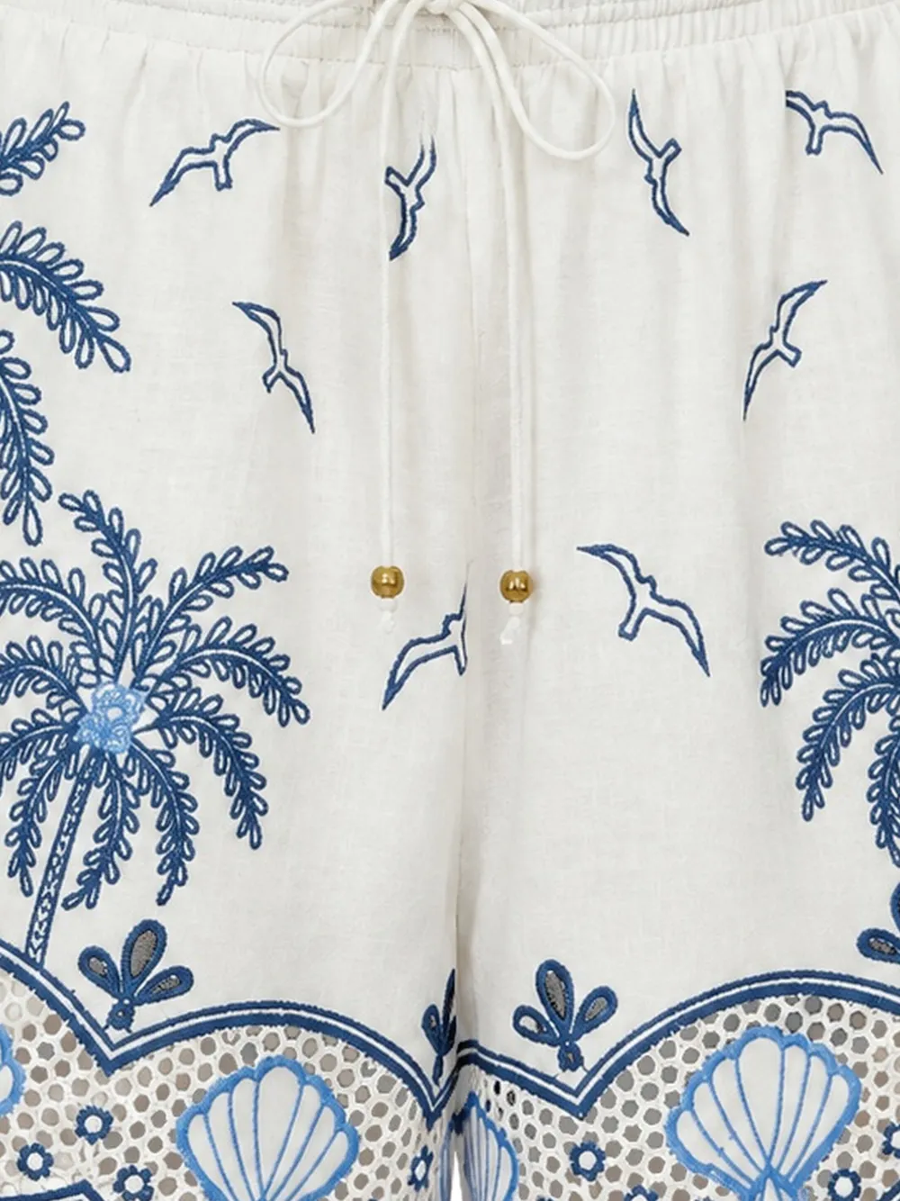 FARM Rio Gewelfde shorts met borduurwerk Wit