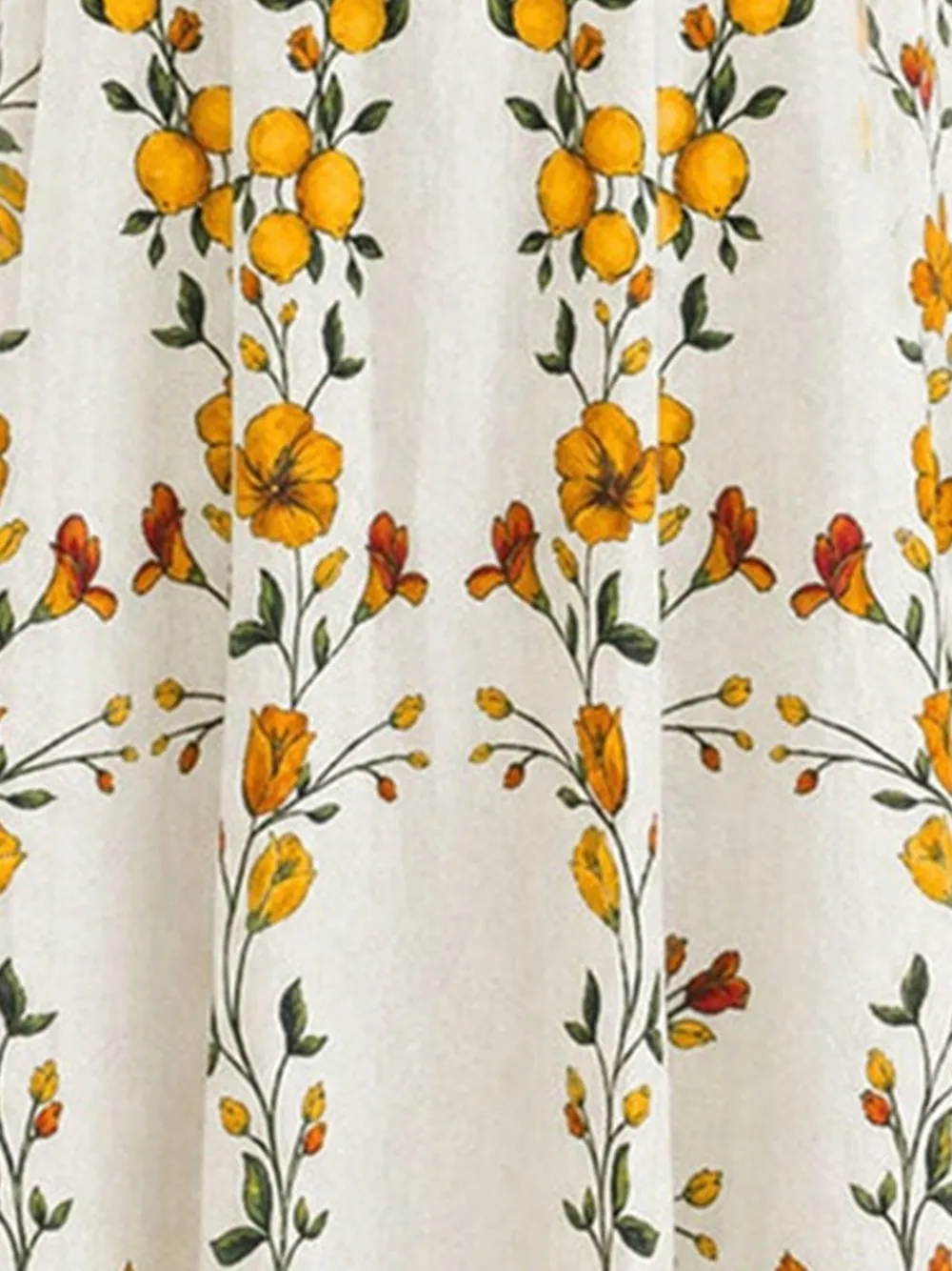 FARM Rio Lemon Bouquet midi-rok met gewelfde zoom Beige