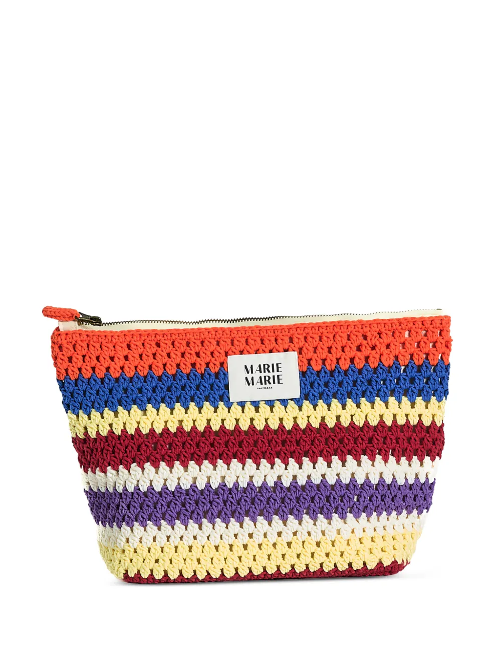 MARIE MARIE AMSTERDAM large Mayo crochet striped pouch - Arancione
