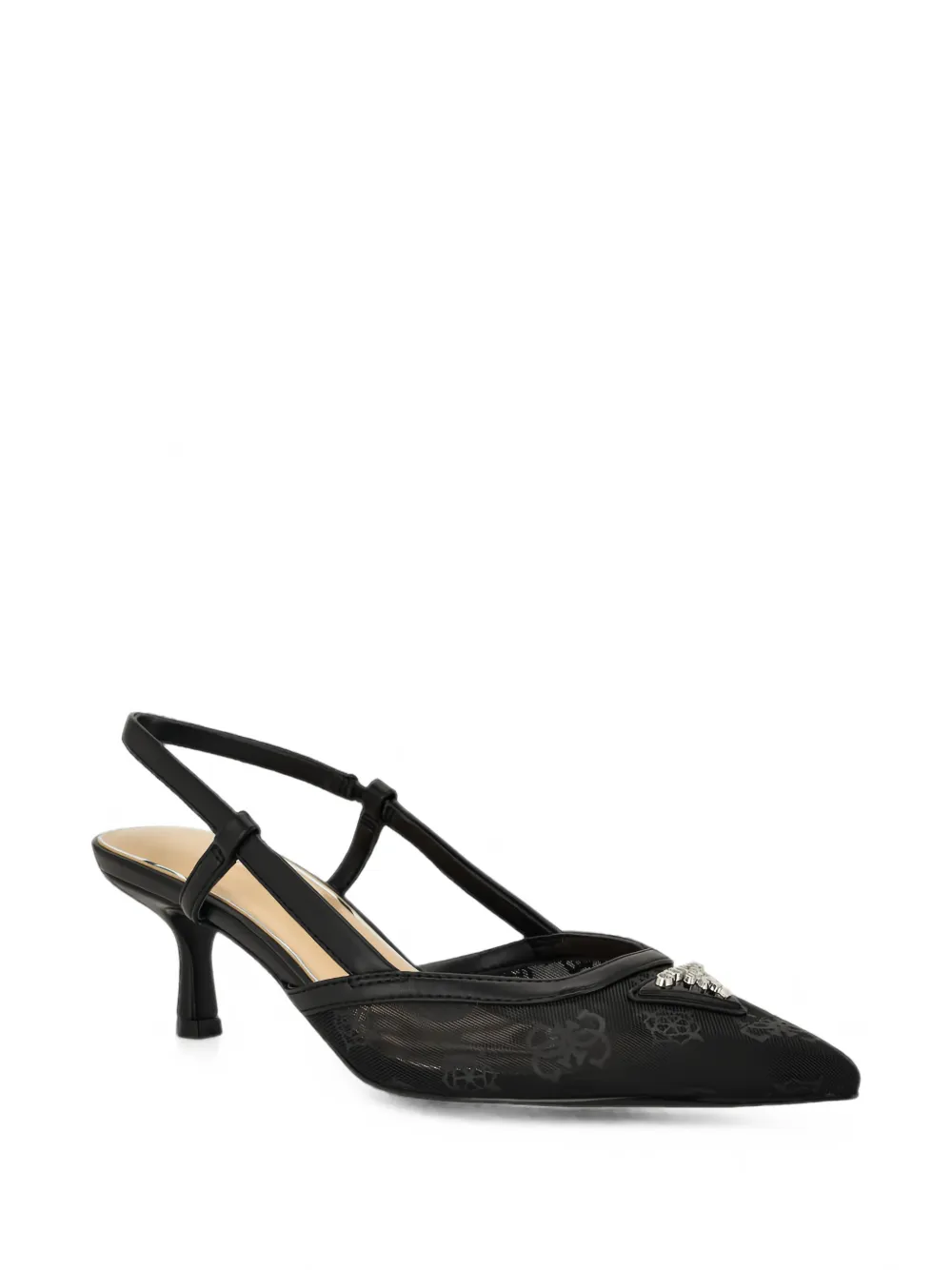 GUESS USA logo-print pointed-toe heeled pumps Zwart