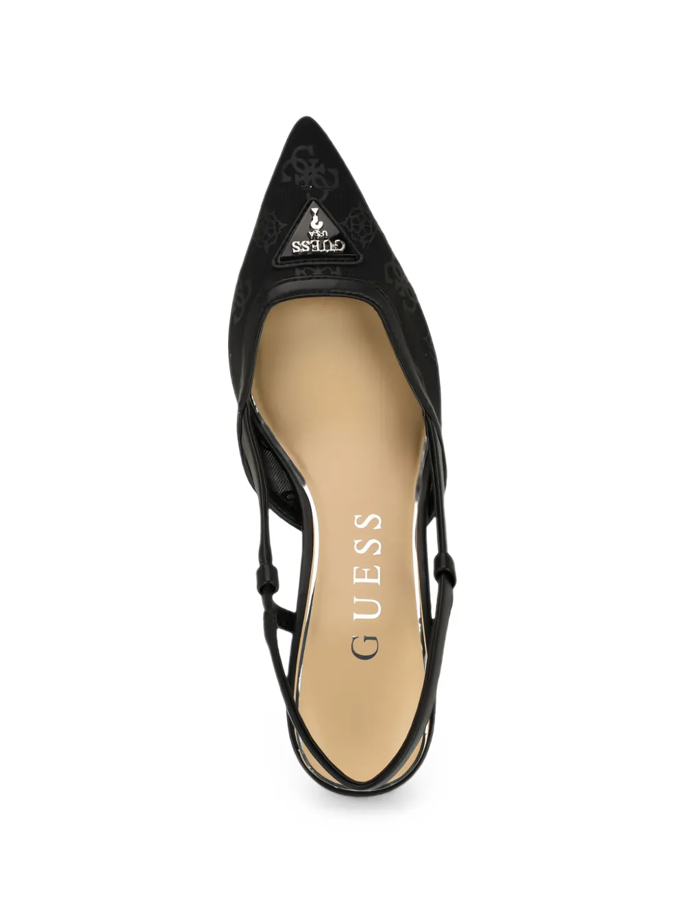 GUESS USA logo-print pointed-toe heeled pumps Zwart