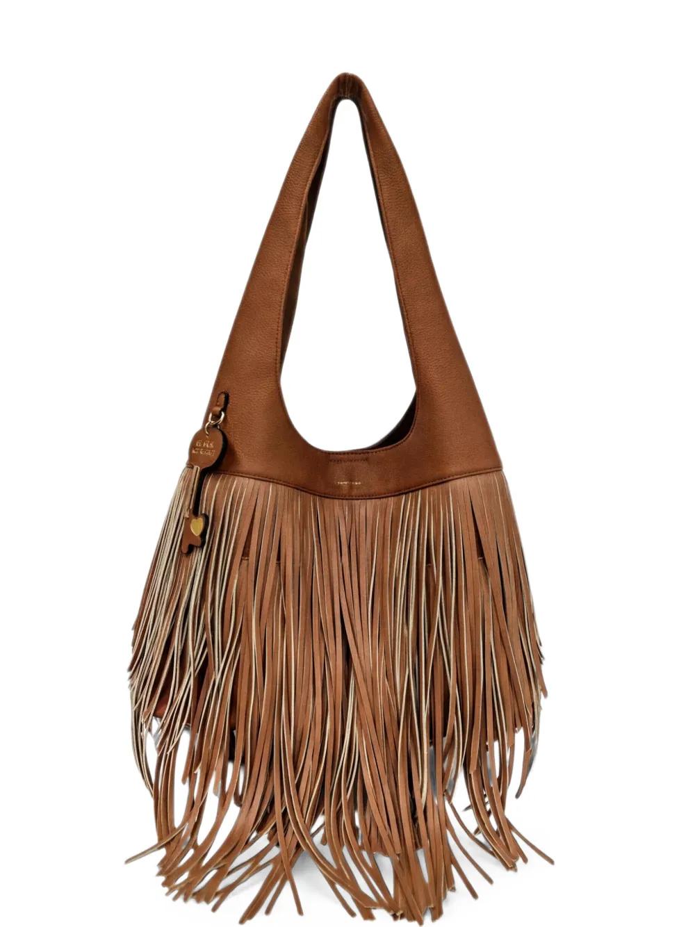 LE PANDORINE Borsa a spalla con frange - Marrone