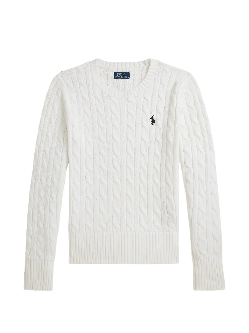POLO RALPH LAUREN KIDS Kabelgebreide trui met geborduurd logo Wit