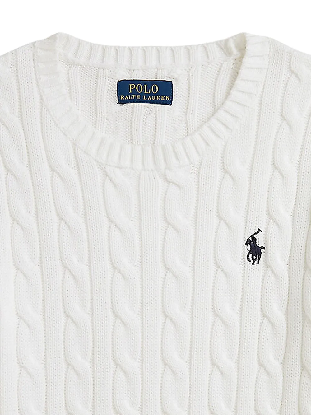POLO RALPH LAUREN KIDS Kabelgebreide trui met geborduurd logo Wit