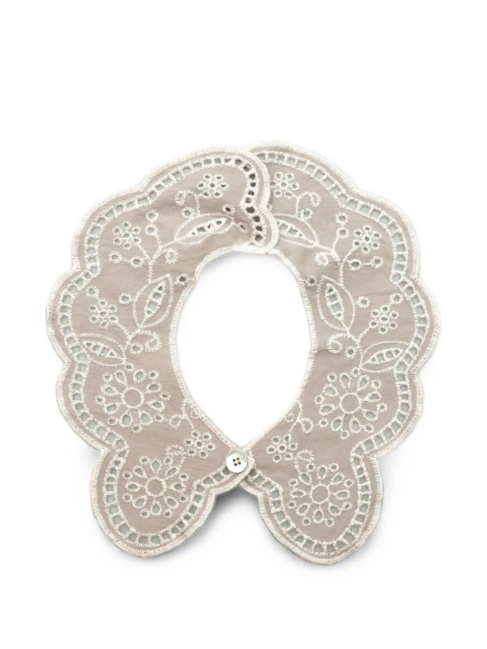 Collégien Claudine broderie anglaise gewelfde kraag Beige