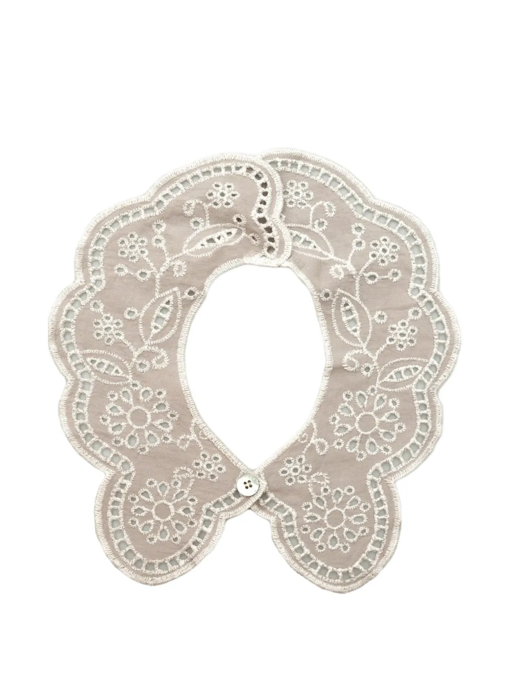 Collégien Claudine broderie anglaise gewelfde kraag Beige