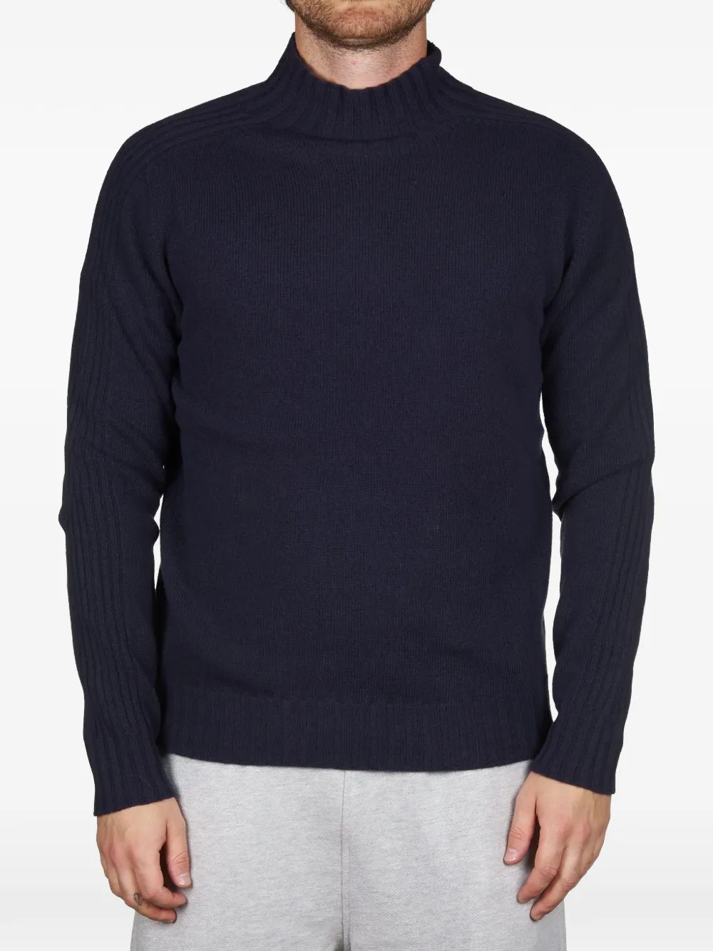 ALPHA STUDIO ribbed-knit mock-neck wool sweater - Blu