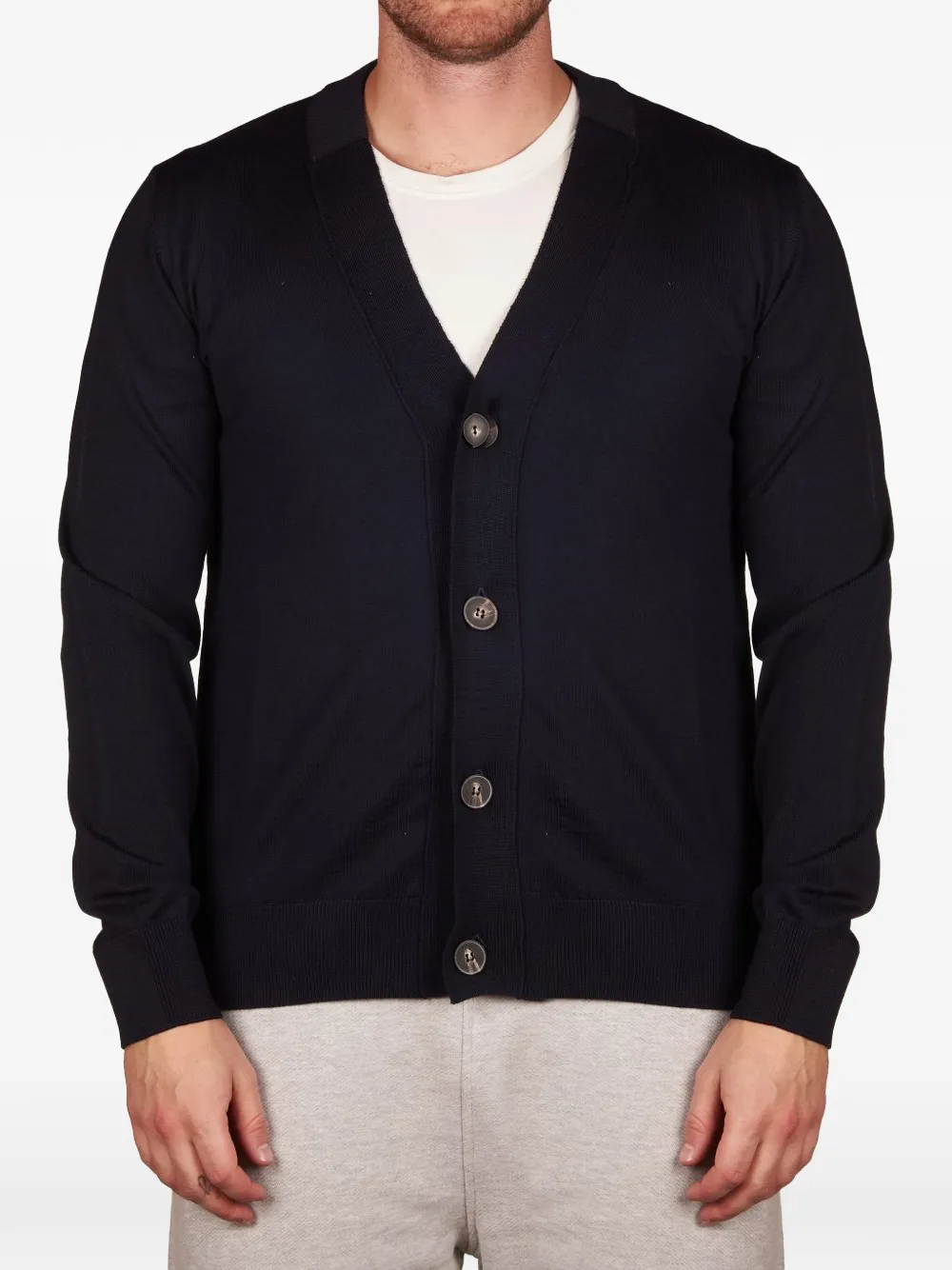 ALPHA STUDIO fine-knit button-up cardigan - Blu